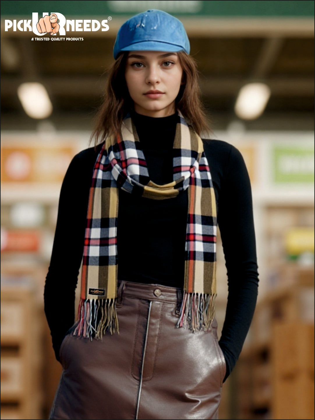 Pick Ur Needs Pure Cashmere Womens Winter Stylish Muffler Warm, Soft and Trendy Scarves for Cold W